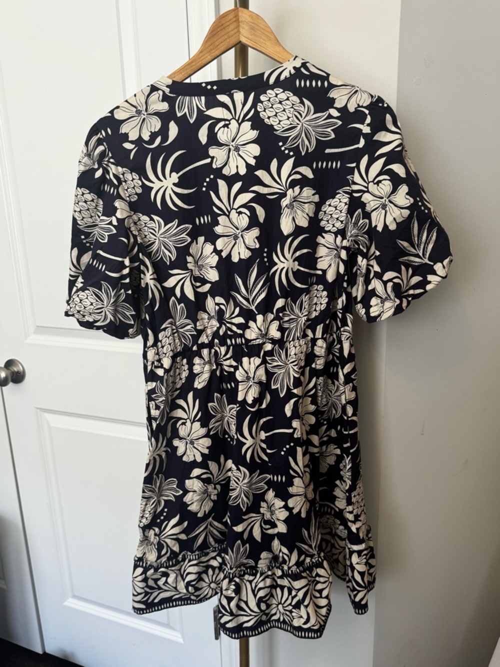 NWOT Joie Navy & Ivory Tropical Pineapple Floral Mini Dress - Picture 4 of 4